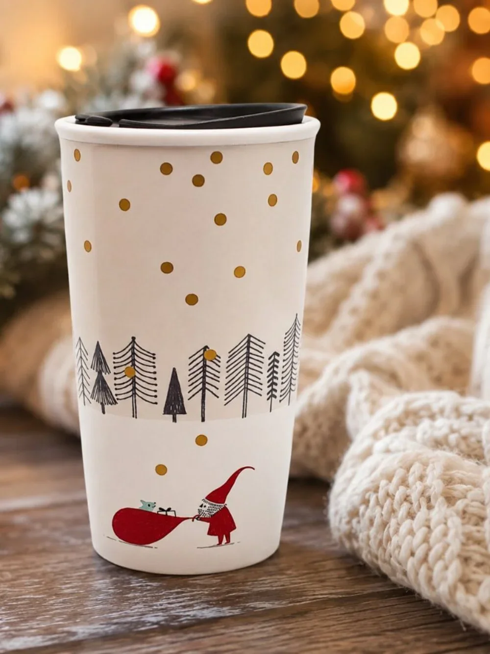 Starbucks 12 oz Holiday Gnome Travel Mug